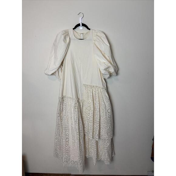 Rhode AsymmetricalEyelet Dress in Egg Shell, SZ Approx M, $525 Retail, NWOT, 844 - Picture 1 of 6